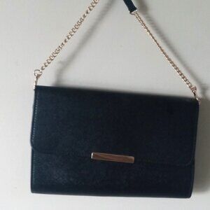 H & M Crossbody Bag 11" x 7" Kiss Lock, Polyester Black Just Like New